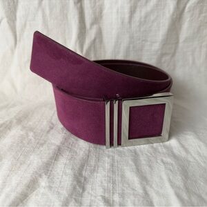 Jacob Suede Leather Belt | Plum Purple | Silver Buckle | Size L